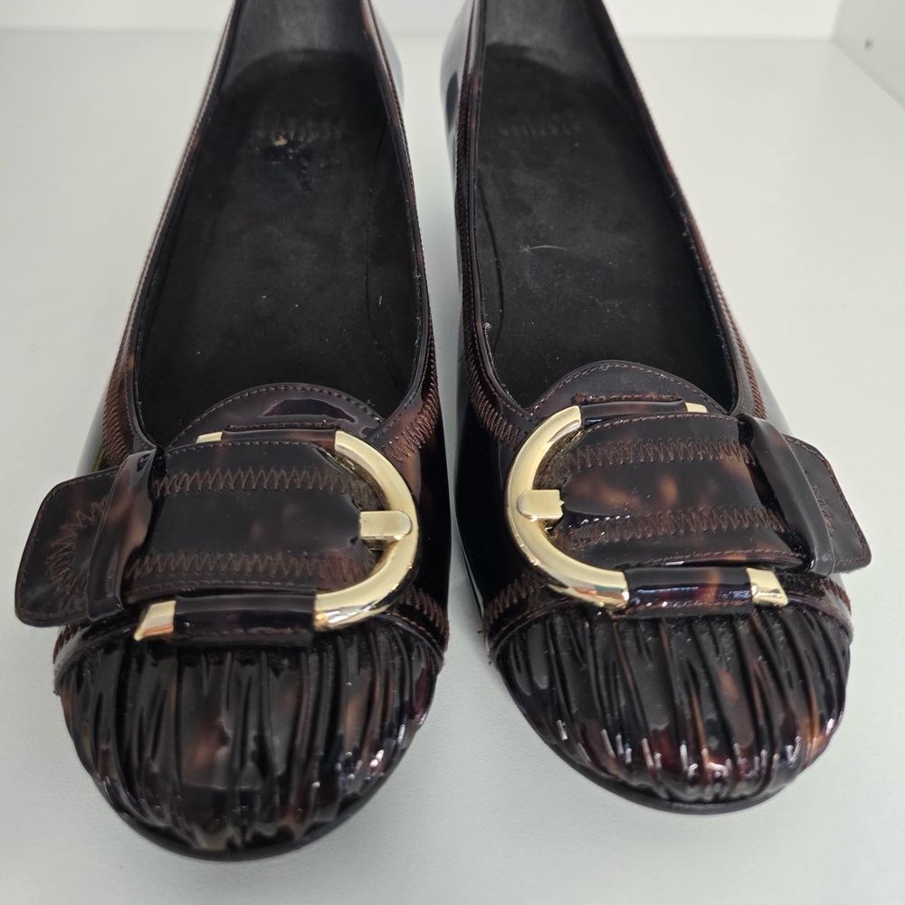Stuart Weitzman Tortoiseshell Patent Leather Wedge Pumps | Size 7| Made in Spain - Picture 2 of 15